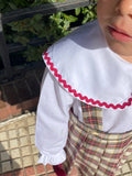 Camisa niña ribete burdeos
